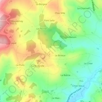 Mappa topografica Le Bessy, altitudine, rilievo