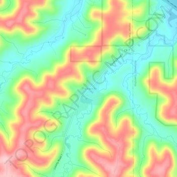 Mappa topografica Pickwick, altitudine, rilievo