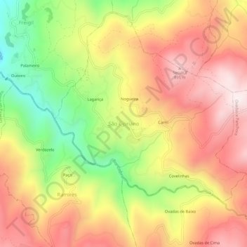 Mappa topografica São Cipriano, altitudine, rilievo