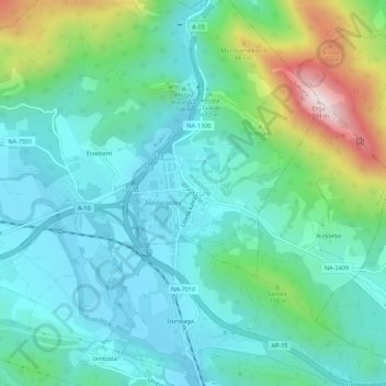 Mappa topografica Irurtzun, altitudine, rilievo