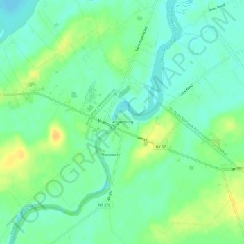 Mappa topografica Hogansburg, altitudine, rilievo