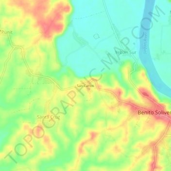 Mappa topografica San Carlos, altitudine, rilievo