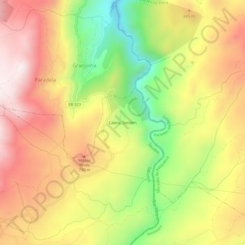 Mappa topografica Cabriz, Sendim, altitudine, rilievo