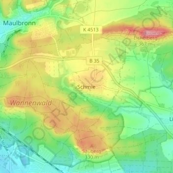 Mappa topografica Schmie, altitudine, rilievo
