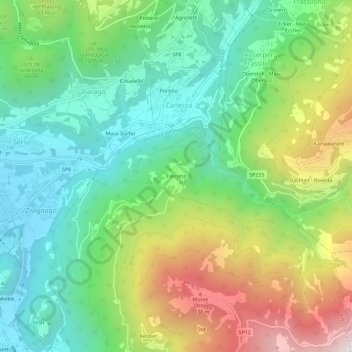 Mappa topografica Falesina, altitudine, rilievo