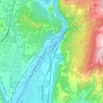 Mappa topografica Volargne, altitudine, rilievo