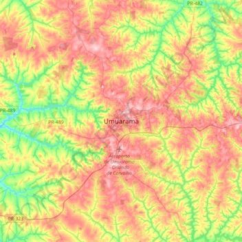 Mappa topografica Umuarama, altitudine, rilievo