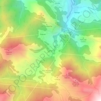 Mappa topografica Cucayo, altitudine, rilievo