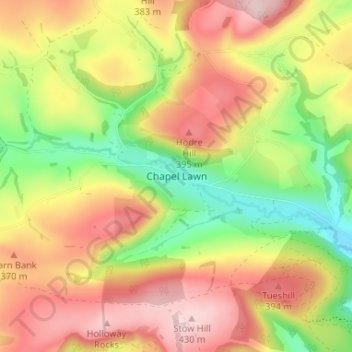 Mappa topografica Chapel Lawn, altitudine, rilievo
