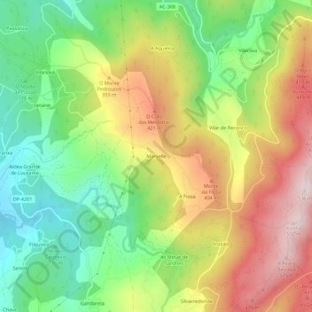 Mappa topografica Marselle, altitudine, rilievo