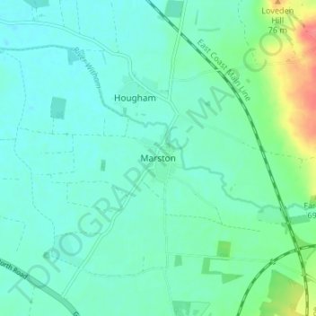 Mappa topografica Marston, altitudine, rilievo