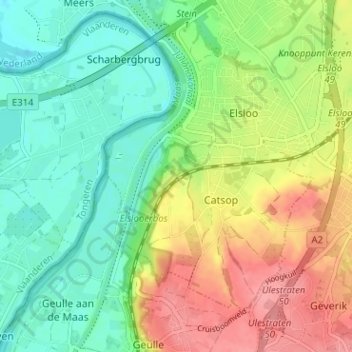 Mappa topografica Terhagen, altitudine, rilievo