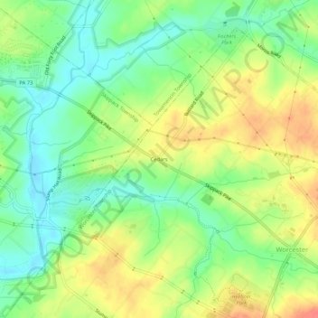 Mappa topografica Cedars, altitudine, rilievo