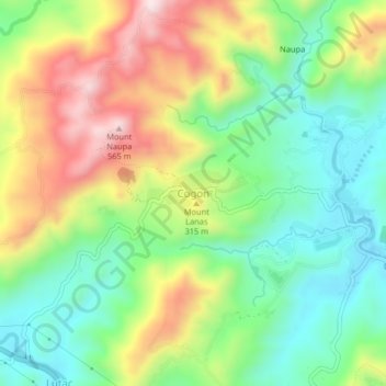 Mappa topografica Cogon, altitudine, rilievo