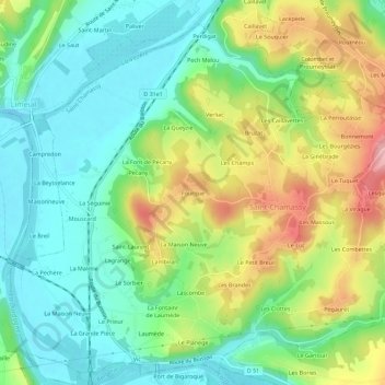 Mappa topografica Fourque, altitudine, rilievo