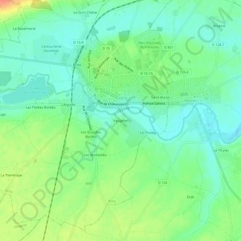Mappa topografica Vaugelan, altitudine, rilievo