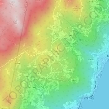 Mappa topografica Veprinac, altitudine, rilievo