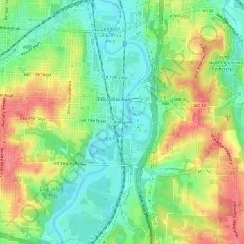 Mappa topografica Centropolis, altitudine, rilievo