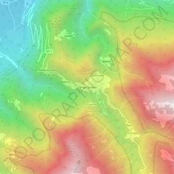 Mappa topografica Campo Tartano, altitudine, rilievo