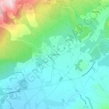 Mappa topografica Les Gardiols, altitudine, rilievo