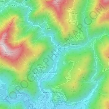 Mappa topografica Barattina, altitudine, rilievo