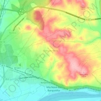 Mappa topografica Moita do Norte, altitudine, rilievo
