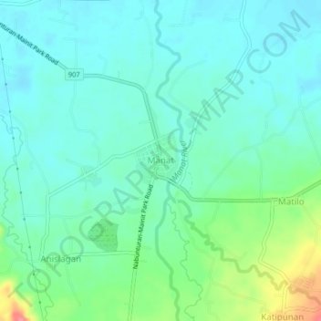 Mappa topografica Manat, altitudine, rilievo