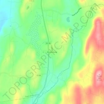 Mappa topografica Wurtemburg, altitudine, rilievo