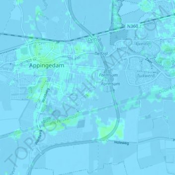 Mappa topografica Opwierde, altitudine, rilievo
