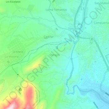Mappa topografica Obrajes, altitudine, rilievo