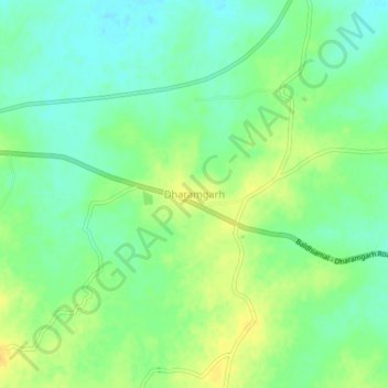 Mappa topografica Dharamgarh, altitudine, rilievo