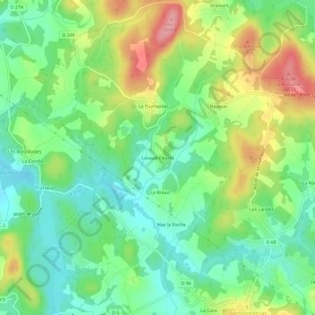 Mappa topografica Lavaud-Fleuret, altitudine, rilievo