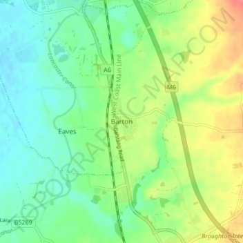 Mappa topografica Barton, altitudine, rilievo