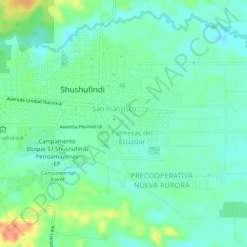 Mappa topografica 9 de Octubre, altitudine, rilievo