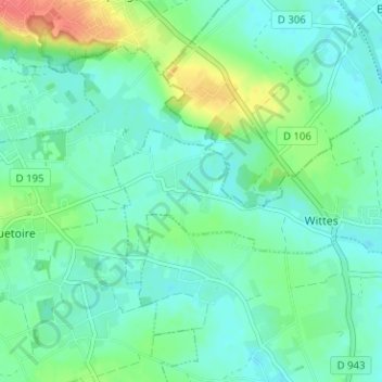 Mappa topografica Cohem, altitudine, rilievo