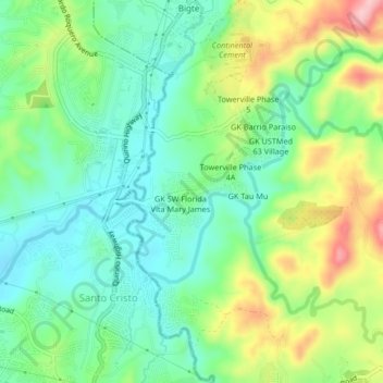 Mappa topografica Towerville Phase 1A, altitudine, rilievo