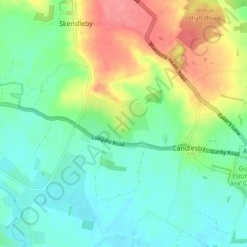 Mappa topografica Scremby, altitudine, rilievo