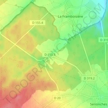 Mappa topografica Tardais, altitudine, rilievo