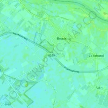 Mappa topografica De Heuvel, altitudine, rilievo