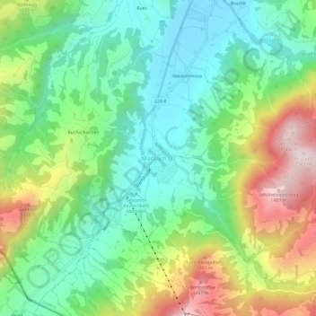 Mappa topografica Marbach LU, altitudine, rilievo