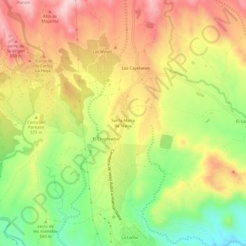 Mappa topografica Santa María de Nieva, altitudine, rilievo