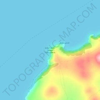 Mappa topografica мыс Саган-Хушун (Три Брата), altitudine, rilievo