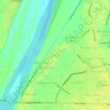 Mappa topografica Bagay, altitudine, rilievo