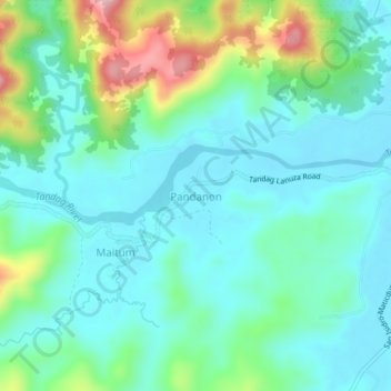 Mappa topografica Pandanon, altitudine, rilievo