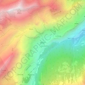 Mappa topografica Planaval, altitudine, rilievo