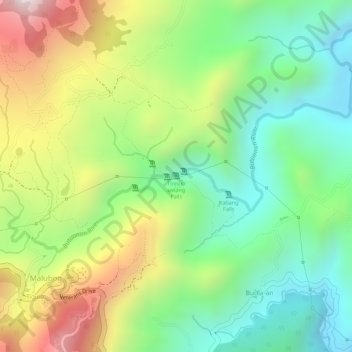 Mappa topografica Tinisik-uwang Falls, altitudine, rilievo