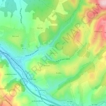Mappa topografica Monteux, altitudine, rilievo
