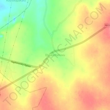 Mappa topografica Diwancheruvu, altitudine, rilievo