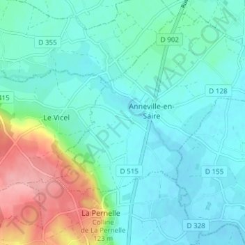 Mappa topografica La Cailletterie, altitudine, rilievo