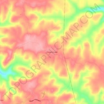 Mappa topografica Cravenstown, altitudine, rilievo